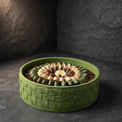 صينية جلد بغطاء أكريليك – شوكليت القهوة | Leather Tray with Acrylic Lid – Coffee Chocolate