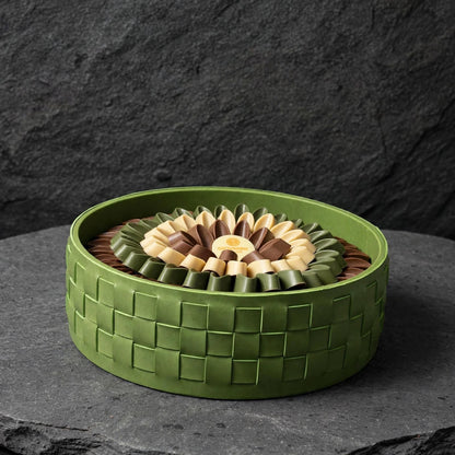 صينية جلد بغطاء أكريليك – شوكليت القهوة | Leather Tray with Acrylic Lid – Coffee Chocolate