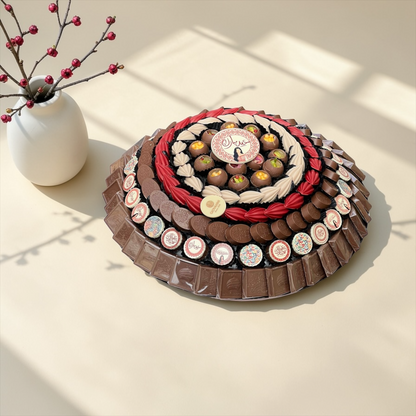 تشكيلة شوكليت فاخرة لعيد الفطر – صحن كبير زجاج مع تشكيلة سيجنتشر جيوفاني / Luxury Eid Chocolate Gift – Giovanni Premium Selection 1900g