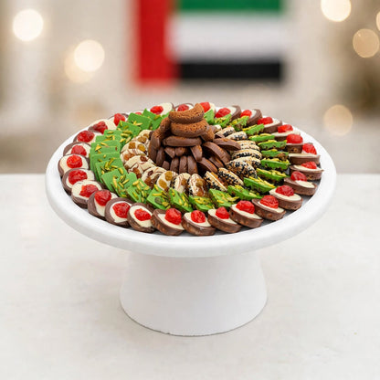 ستاند ضيافة فاخر بالشوكولاتة والبيتيفور والسمسم والبندق والمكسرات المشكلة | Luxury Assorted Chocolate, Petit Four, Sesame & Hazelnut Stand