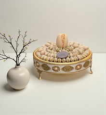 Handmade Heritage Pistachio Praline, Kunafa صحن استانلس ستيل تراثي هاند ميد — حبة الفستق والكنافة
