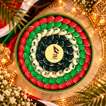 UAE Flag Day Leather Chocolate Box with Clear Acrylic Lid – 1.2kg