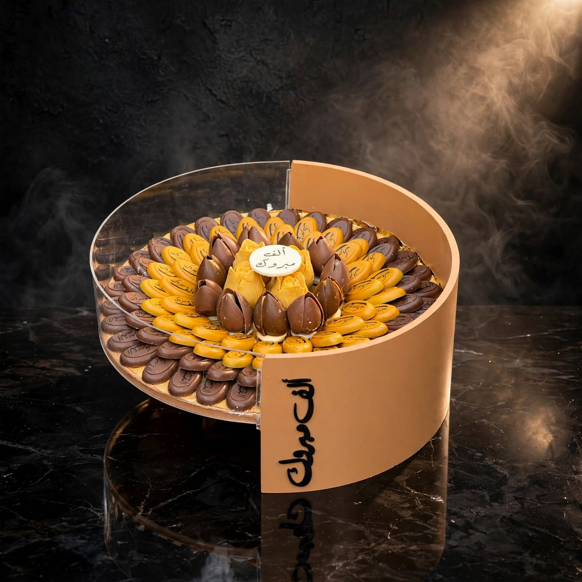 ستاند أكريليك دائري شوكولاتة | Round Acrylic Stand – Chocolate