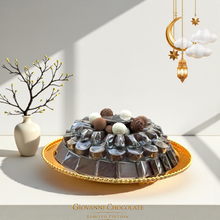 Luxury Porcelain Platter with Engraved Arabic Stainless Steel Dome صحن بروسيلين فاخر بغطاء ستانلس ستيل محفور بحروف عربية