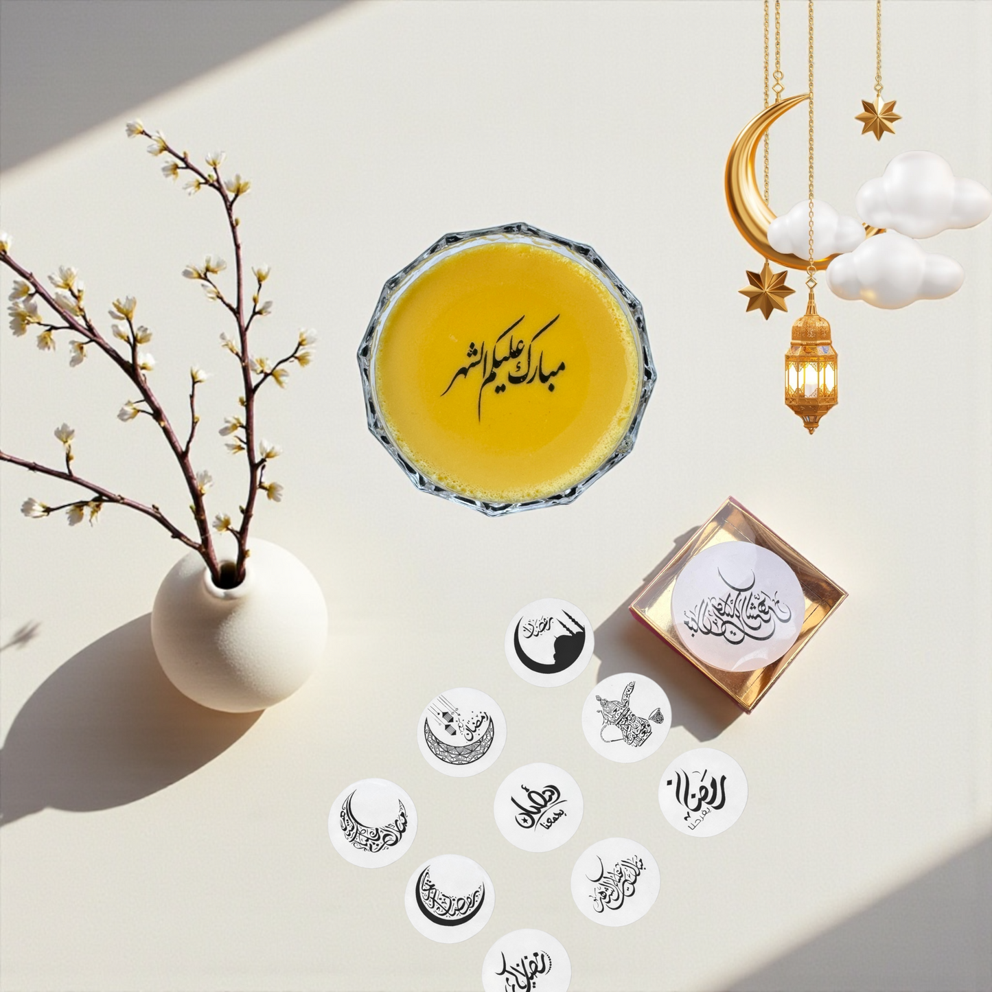 Edible Sugar Paper for Caramel & Jelly – Ramadan Print – 12 Pieces  ورق سكر صالح للأكل للكراميل والجيلي – طباعة رمضان – 12 قطعة