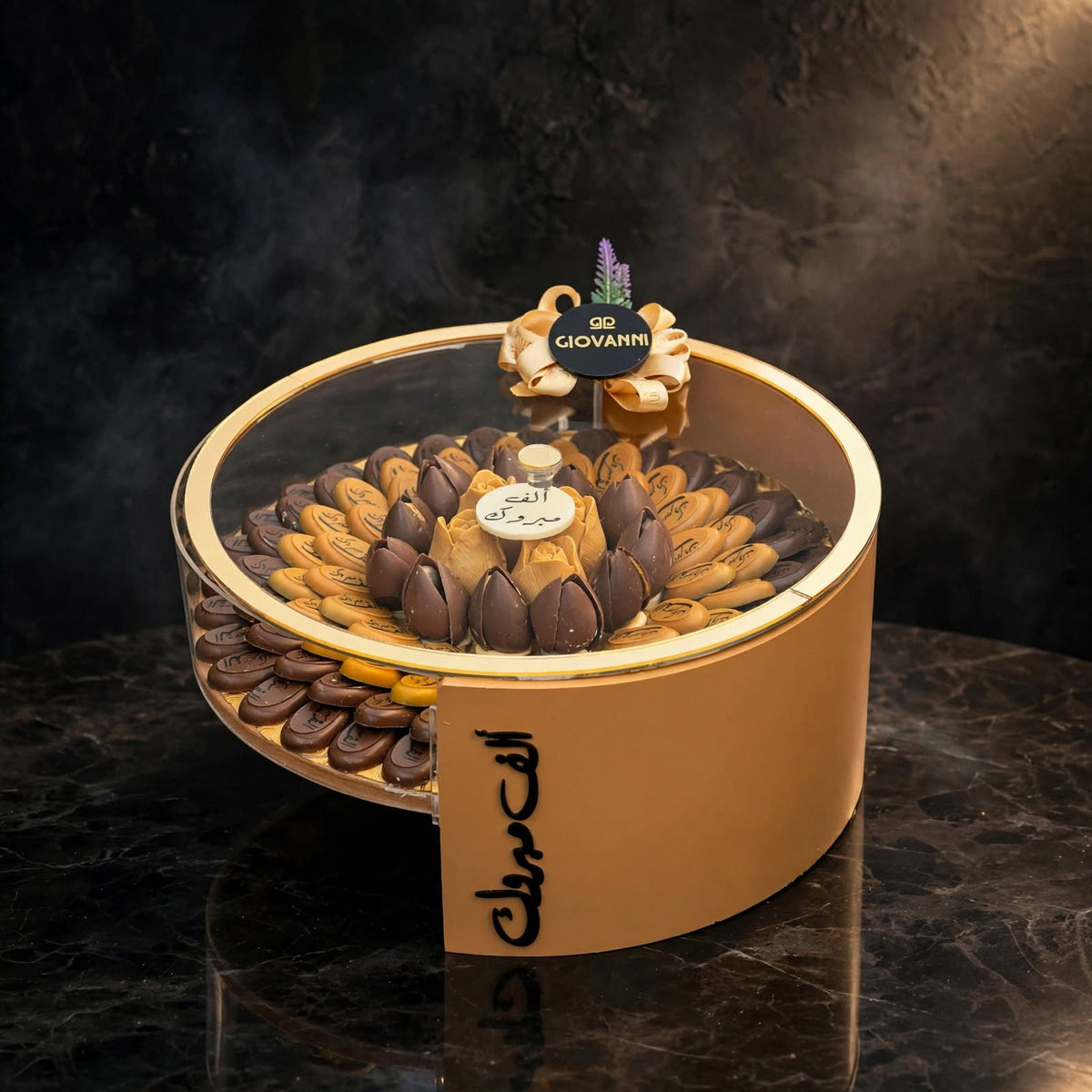 ستاند أكريليك دائري شوكولاتة | Round Acrylic Stand – Chocolate