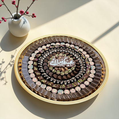 Luxury Stainless Steel Platter – Giovanni Signature Chocolate Selection صحن استانلس ستيل كبير مع تشكيلة سيجنتشر من جيوفاني