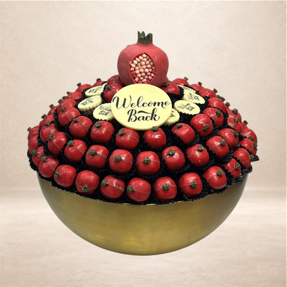 صحن نحاس شوكليت الرمان مع رمانة | Copper Pomegranate Chocolate Platter