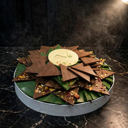 صحن كرتون مستطيل مثلثات شوكولاتة مطبوعة | Rectangular Tray – Printed Chocolate Triangles