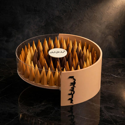 بوكس أكريليك دائري كون مزدوج | Round Acrylic Box – Double Chocolate Cones