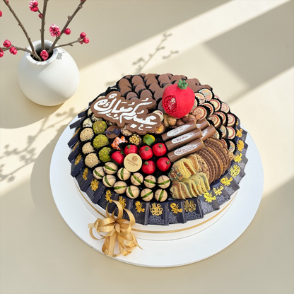 Luxury Round Acrylic Platter – Giovanni Signature Chocolate صحن اكريليك دائري فاخر مع شوكليت سيجنتشر جيوفاني