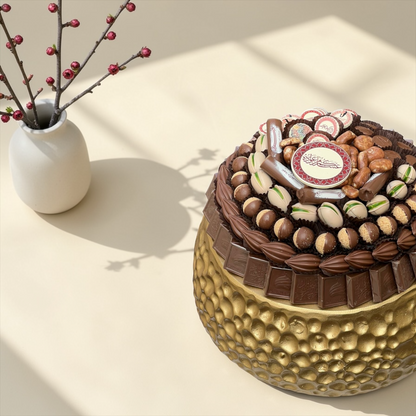 تشكيلة شوكليت فاخرة لعيد الفطر – صحن كبير سيراميك مع تشكيلة سيجنتشر جيوفاني / Luxury Eid Chocolate Gift – Giovanni Premium Selection 2300g