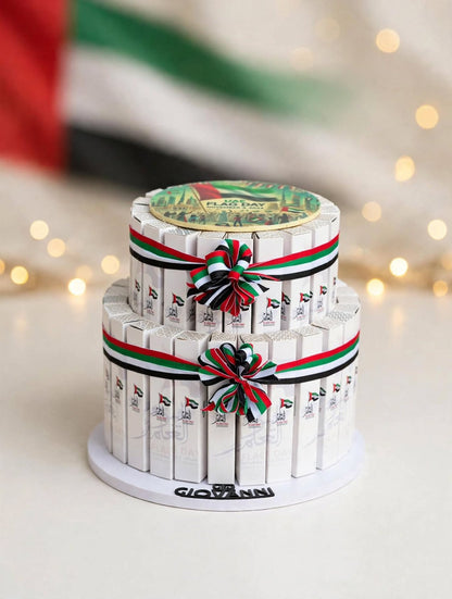 هرم بوكسات توزيعات فاين فير بألوان العلم – 45 قطعة | UAE Flag Fine Fare Favor Box Pyramid – 45 Pieces