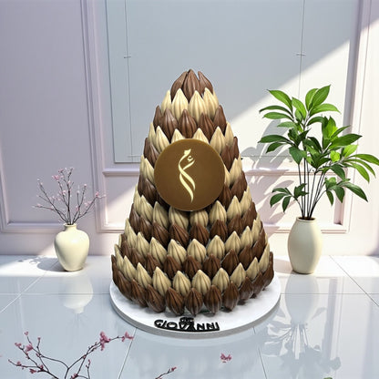 هرم شوكولاتة حبة الكاكاو بطباعة مخصصة
Cocoa Bean Chocolate Pyramid – Custom Printed