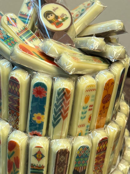 هرم توزيعات شوكليت مطبوع  مغلف نيلون– حق الليلة