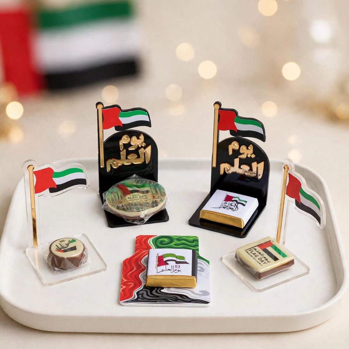توزيعات صغيرة أنيقة مع قطعة شوكولاتة – يوم العلم | Mini Chocolate Favor – UAE Flag Day