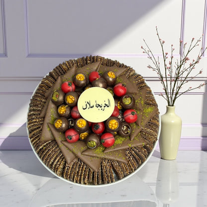 Caramelized Sesame Tray with Luxury Crystal Plate صحن سمسم مكرمل مع صحن كريستال فخم