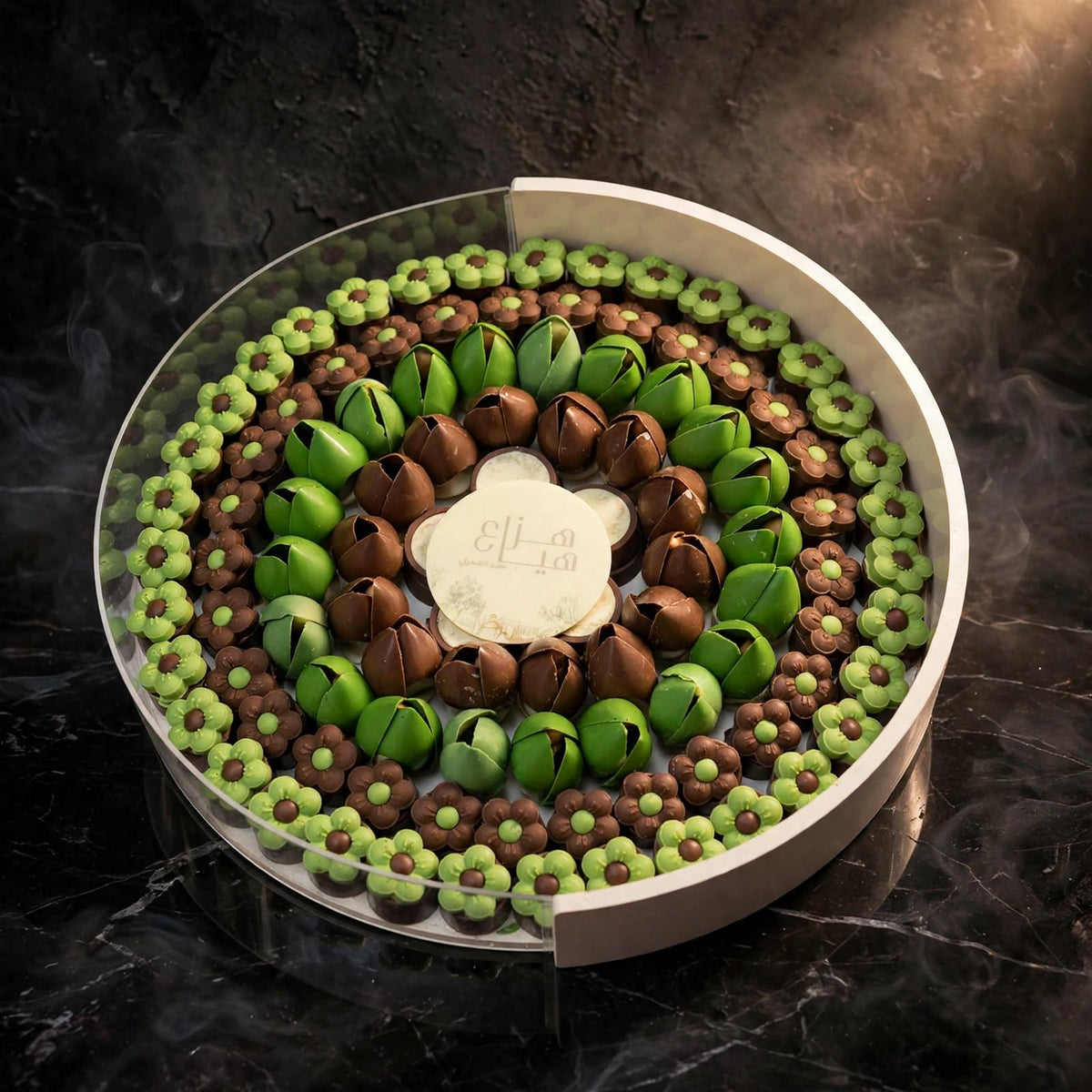 ستاند أكريليك دائري شوكولاتة مشكلة – الشكل الثاني | Round Acrylic Stand – Assorted Chocolate, Design 2