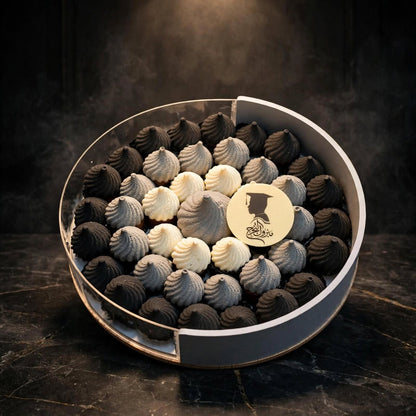 ستاند أكريليك كربوش شوكولاتة بحشوة كنافة الفستق | Acrylic Stand – Chocolate Karboosh with Pistachio Kunafa Filling