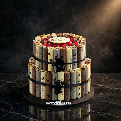 هرم ستيك مطبوع مع شوكولاتة الرمان | Printed Stick Pyramid with Pomegranate Chocolate