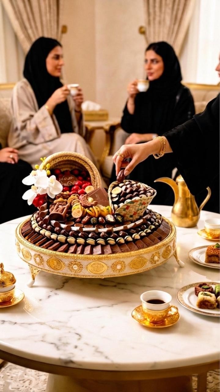 VIP Luxury Chocolate Tray  | Premium Assorted Selection with Luxury Gold Tray صحن VIP فاخر كبير –  تشكيلة ملكية مع صحن ذهبي فاخر
