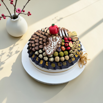 Luxury Round Acrylic Platter – Giovanni Signature Chocolate صحن اكريليك دائري فاخر مع شوكليت سيجنتشر جيوفاني