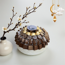 Luxury Porcelain Platter with Belgian Mixed Chocolates (Wrapped) صحن بورسلين فاخر مع شوكليت ميكس بلجيكي مغلّف