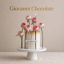 White cake with tall pink peonies | GC-53