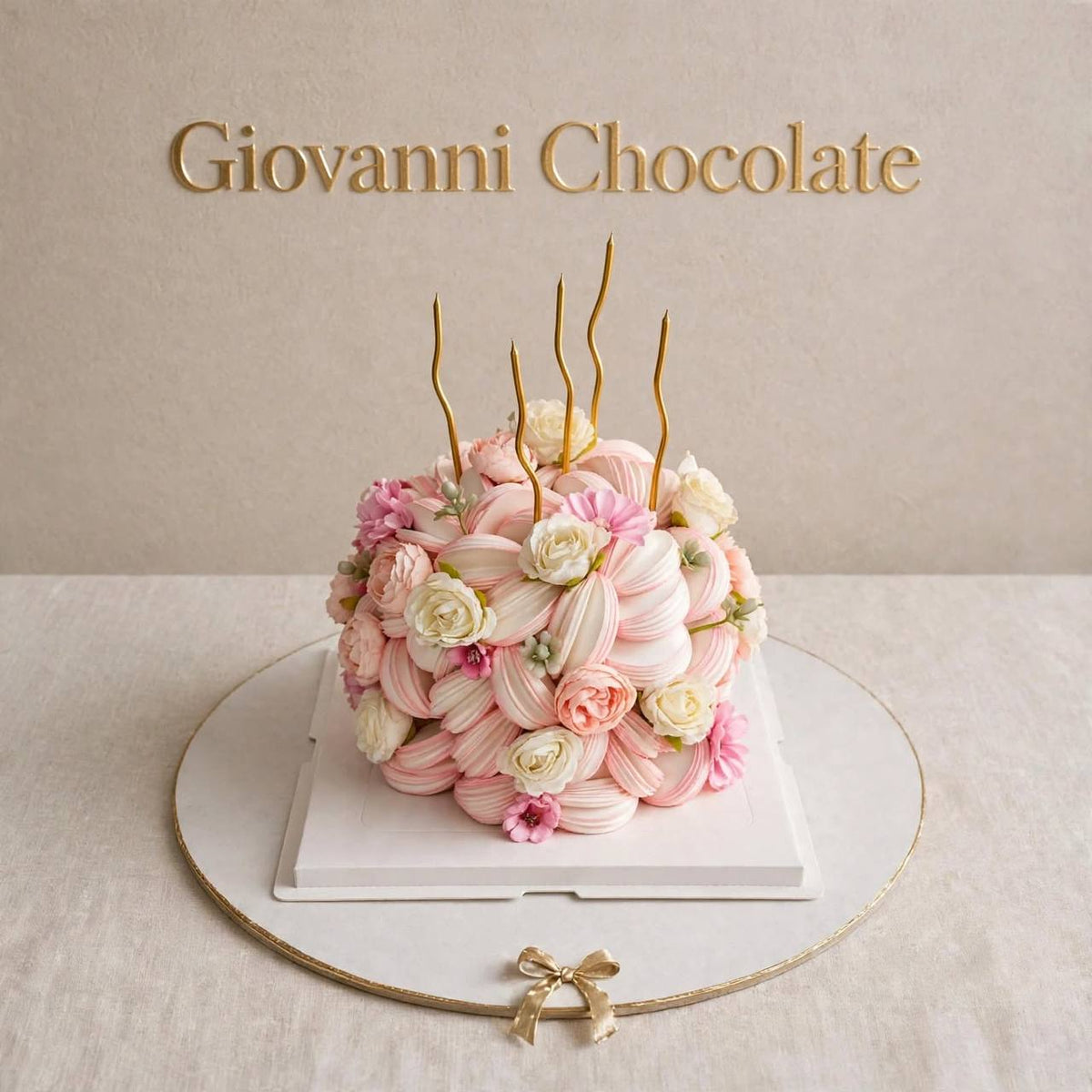 Pastel floral cake with gold candles | GC-60