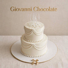 Two-tier white wedding cake with pearls | GC-62