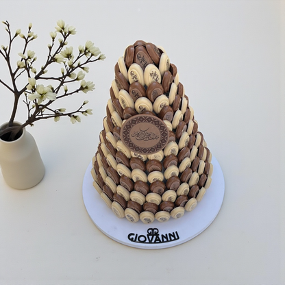 Luxury Ramadan Printed Bonbon Chocolate Pyramid – 1.5 kg هرم شوكليت بونبون فاخر بطباعة ثيم رمضان – 1.5 كجم