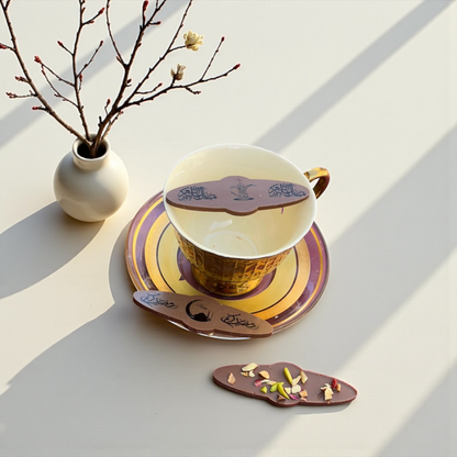 Ramadan Oval  Coffee Sticks with Dual Print Circle Frame – 20 Pieces (10 cm, Printable) شوكليت كوفي ستيك بيضاوي بإطار دائري مزدوج للطباعة – 20 قطعة (10 سم)