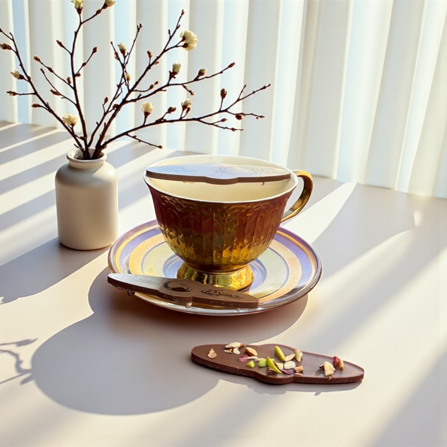 Ramadan Oval  Coffee Sticks with Dual Print Circle Frame – 20 Pieces (10 cm, Printable) شوكليت كوفي ستيك بيضاوي بإطار دائري مزدوج للطباعة – 20 قطعة (10 سم)