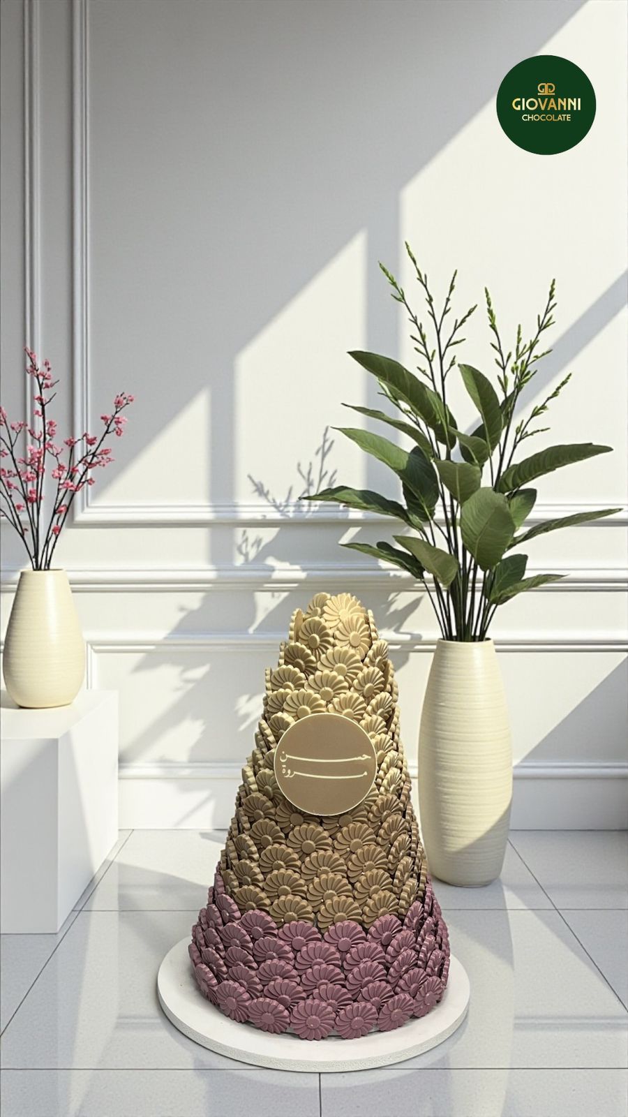 Plain Rose Chocolate Pyramid                    هرم حبة الورد سادة