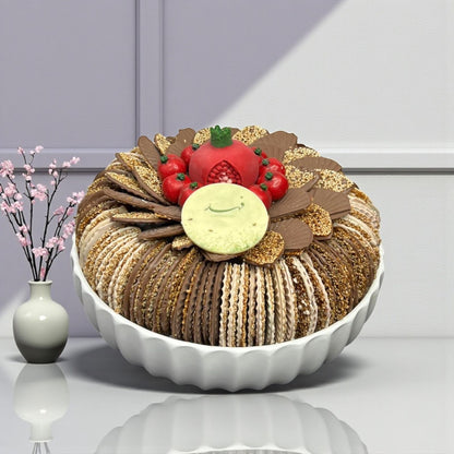 صينية سمسم مكرمل مع طبق كريستال فاخر صحن سمسم مكرمل مع صحن كريستال فخم