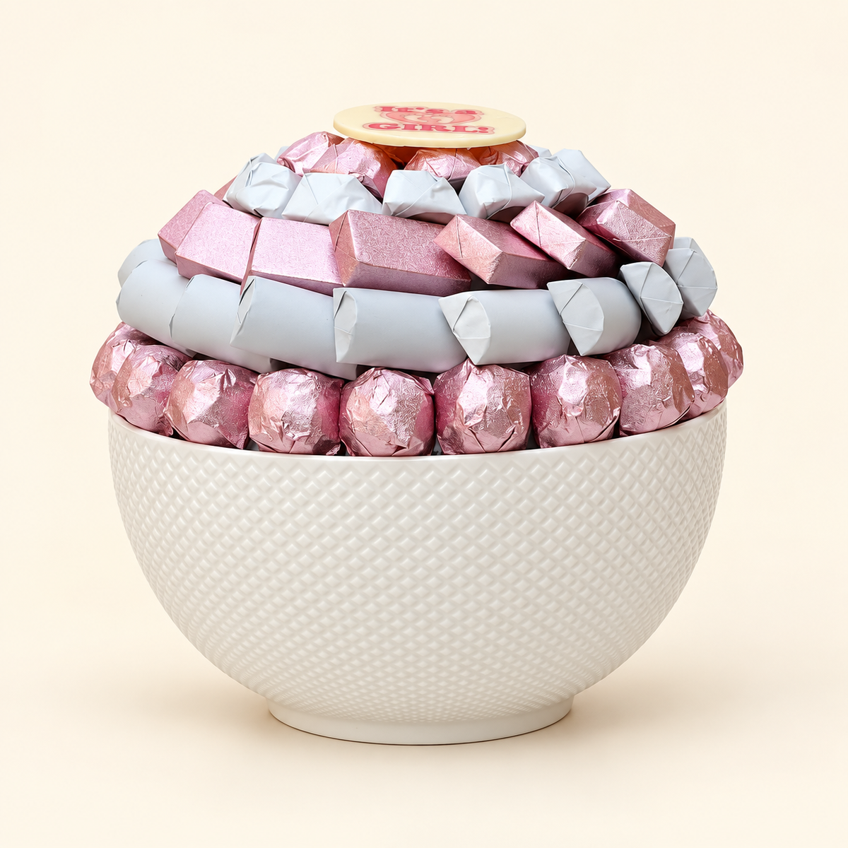 صحن سيراميك شوكولاتة مغلفة مواليد صغير بينك | Small Pink Newborn Ceramic Chocolate Tray
