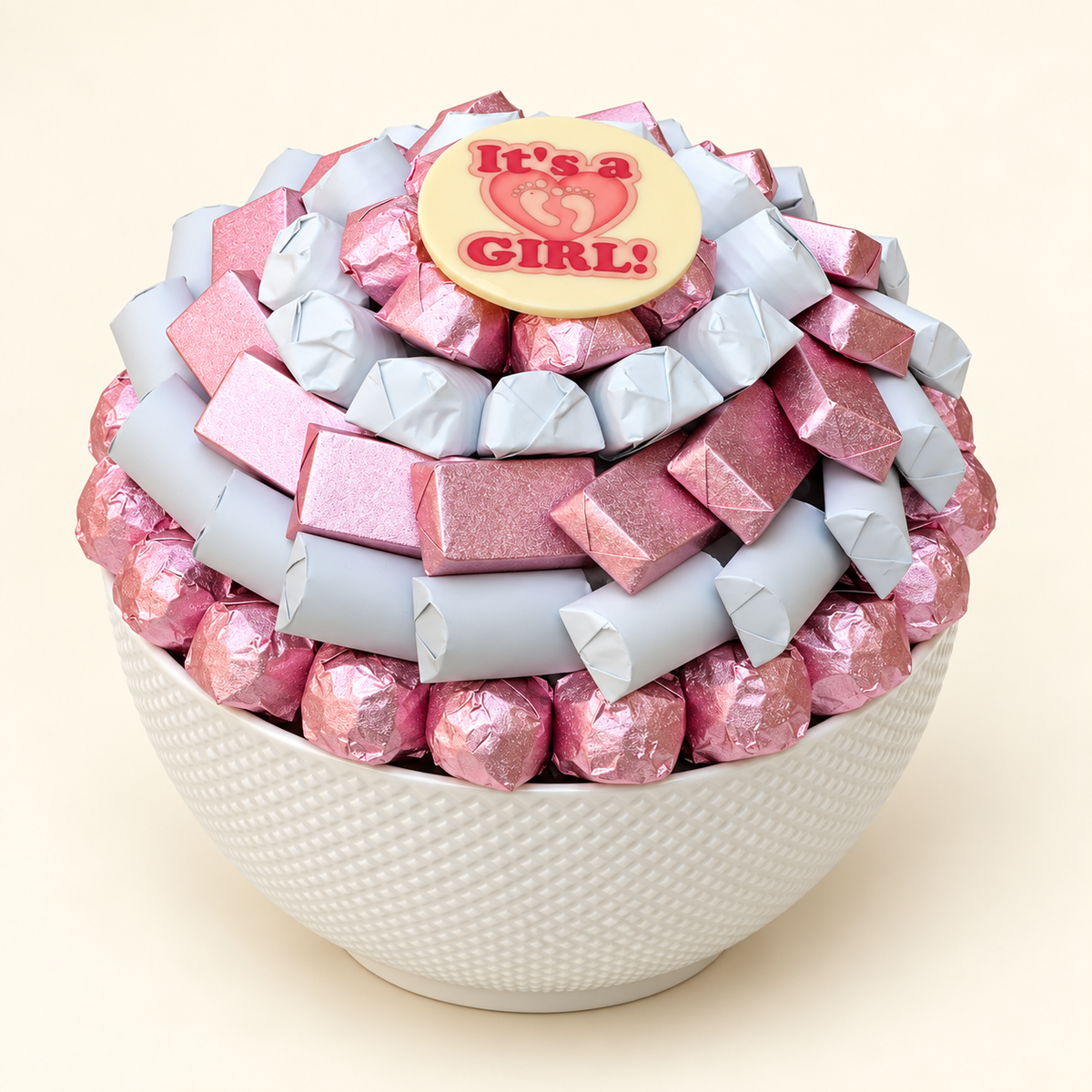 صحن سيراميك شوكولاتة مغلفة مواليد صغير بينك | Small Pink Newborn Ceramic Chocolate Tray