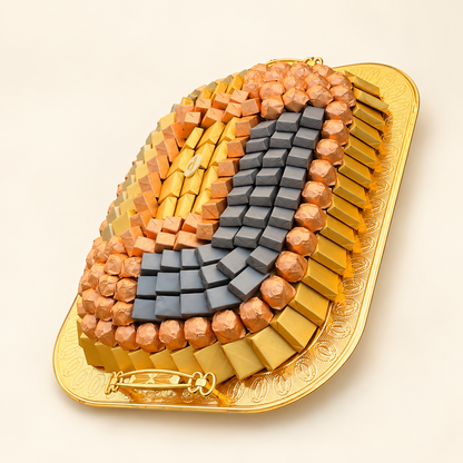 صحن استانلس ستيل مع شوكليت مغلف | Stainless Steel Tray with Wrapped Chocolate