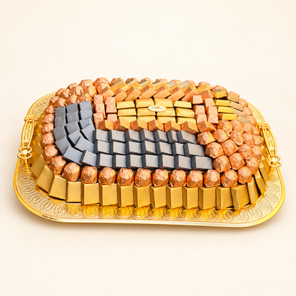 صحن استانلس ستيل مع شوكليت مغلف | Stainless Steel Tray with Wrapped Chocolate