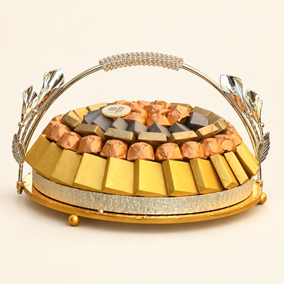 صحن ستانلس بيد شوكولاتة مغلّفة | Stainless Steel Handle Plate with Wrapped Chocolate