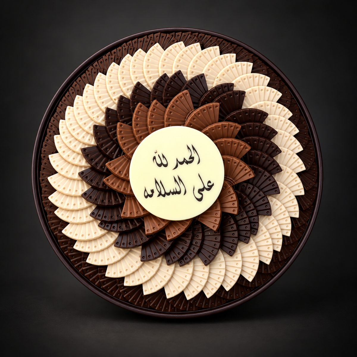 صحن جلد دائري شوكولاتة مروحة | Round Leather Fan Chocolate Tray