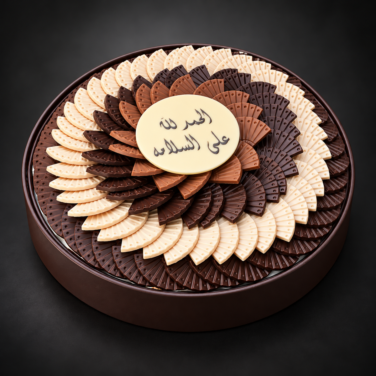 صحن جلد دائري شوكولاتة مروحة | Round Leather Fan Chocolate Tray