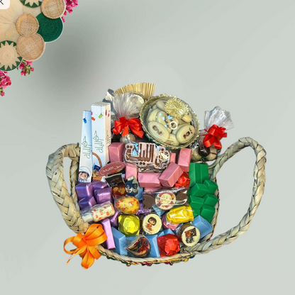 سلة تراثية من الخوص مع  شوكولا ميكس  – حق الليلة