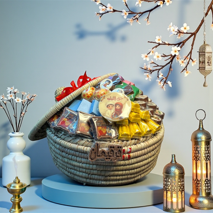 سلة تراثية من الخوص مع  شوكولا ميكس  – حق الليلة