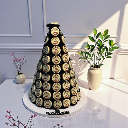 هرم شوكولاتة دائري بطباعة مخصصة  Printed Round Chocolate Pyramid