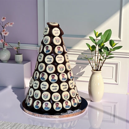 هرم شوكولاتة دائري بطباعة مخصصة  Printed Round Chocolate Pyramid