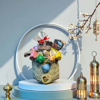 سلة تراثية من الخوص مع  شوكولا ميكس  – حق الليلة