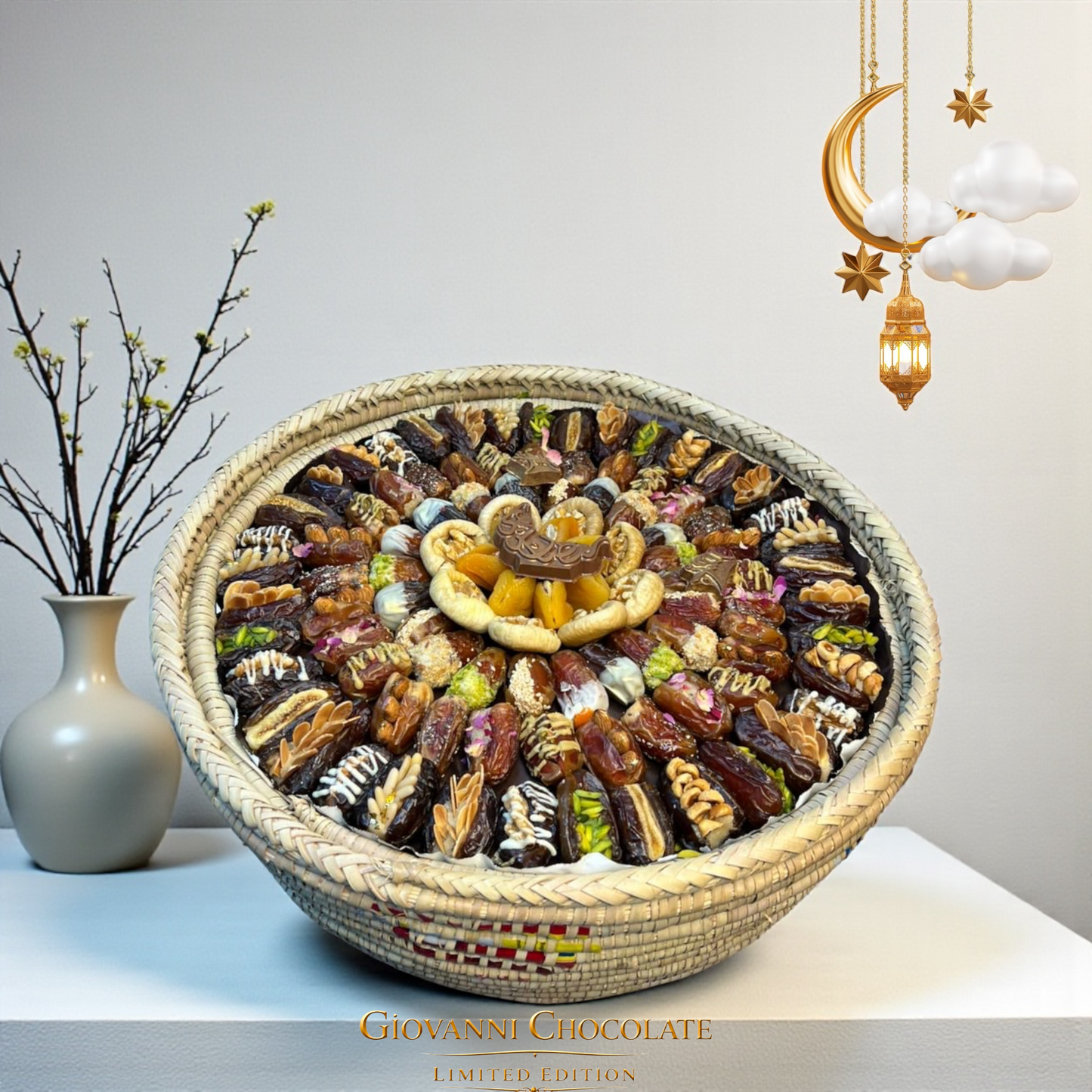 Al Maha Palm Frond  Luxury Stuffed Dates Masterpiece 2   خوص المها  تحفة التمور الفاخرة 2