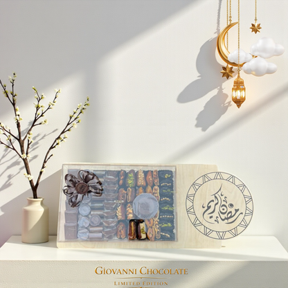 Luxury Acrylic Box Assorted Chocolates & Dates  بوكس أكريليك فاخر مشكّل شوكليت وتمور — 1 كجم