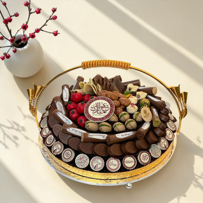 Luxury Belgian Chocolate Golden Platter | صحن ذهبي فاخر مع تشكيلة شوكليت بلجيكي